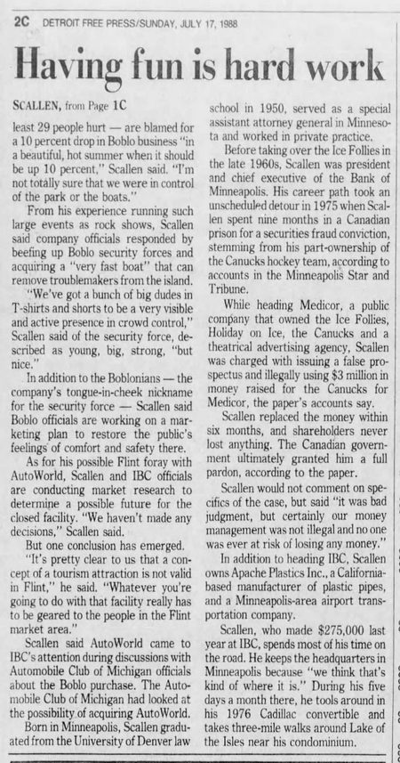 Bob-Lo Island - 1988 Article On Boblo And Autoworld